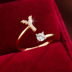 Elegant Letter Ring with Diamonds in Gold and Silver-Westeryn