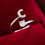 Elegant Letter Ring with Diamonds in Gold and Silver-Westeryn