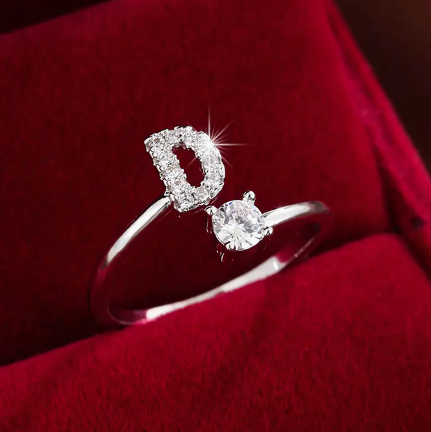 Elegant Letter Ring with Diamonds in Gold and Silver-Westeryn