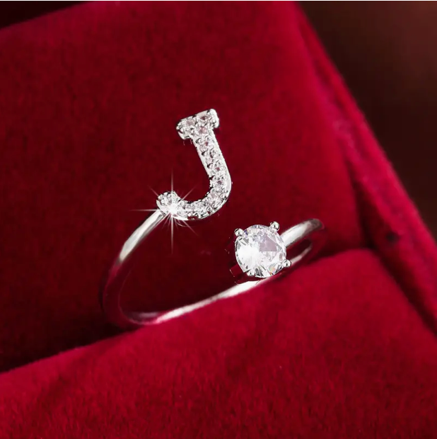 Elegant Letter Ring with Diamonds in Gold and Silver-Westeryn