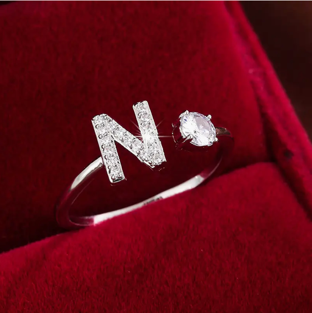 Elegant Letter Ring with Diamonds in Gold and Silver-Westeryn