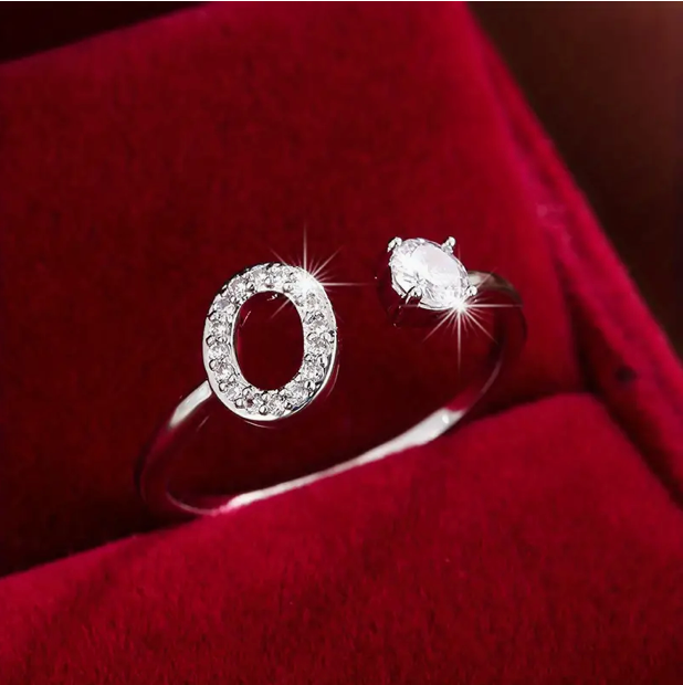 Elegant Letter Ring with Diamonds in Gold and Silver-Westeryn