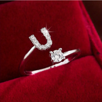 Elegant Letter Ring with Diamonds in Gold and Silver-Westeryn