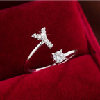 Elegant Letter Ring with Diamonds in Gold and Silver-Westeryn