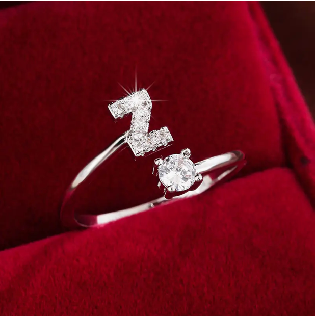 Elegant Letter Ring with Diamonds in Gold and Silver-Westeryn