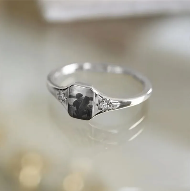 Elegant Diamond Ring with Custom Image Engraving-Westeryn