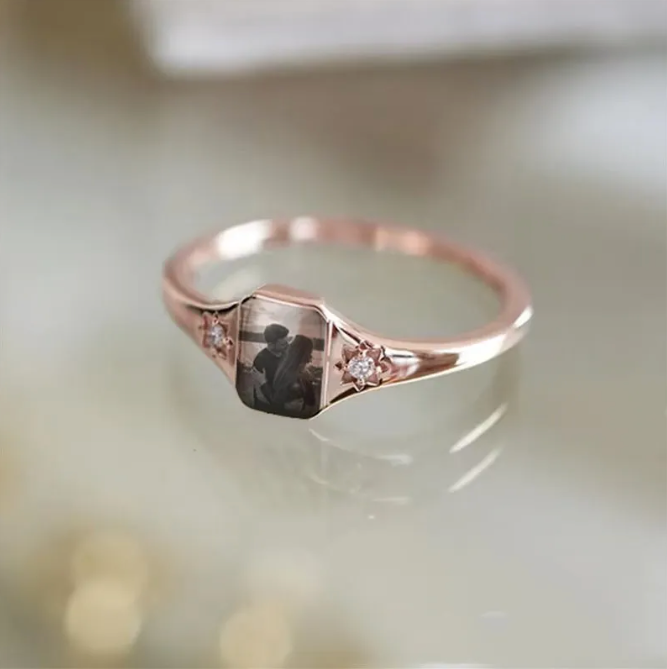 Elegant Diamond Ring with Custom Image Engraving-Westeryn