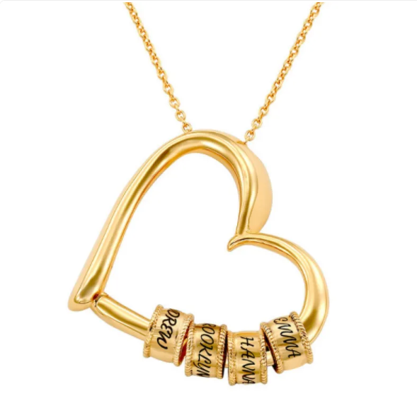 Personalized Heart Necklace with Ring Attachment and Custom Name Engravings-Westeryn