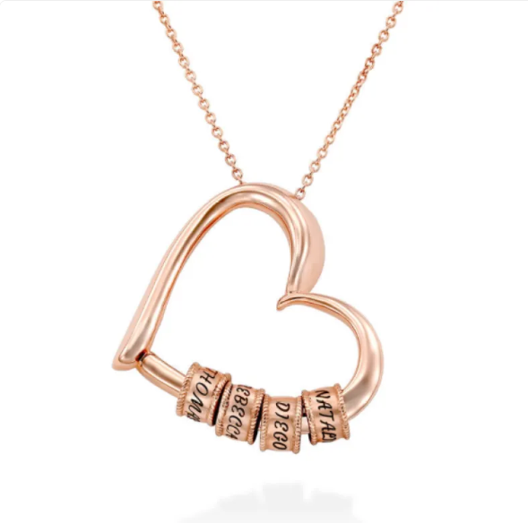 Personalized Heart Necklace with Ring Attachment and Custom Name Engravings-Westeryn