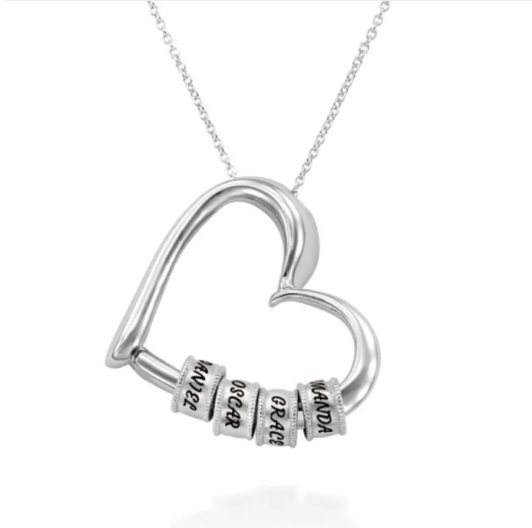 Personalized Heart Necklace with Ring Attachment and Custom Name Engravings-Westeryn