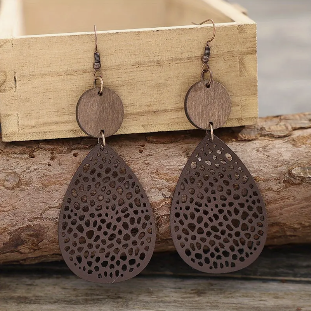 Drop Earrings Made from Vintage Leather-Westeryn