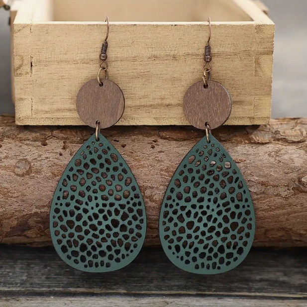 Drop Earrings Made from Vintage Leather-Westeryn
