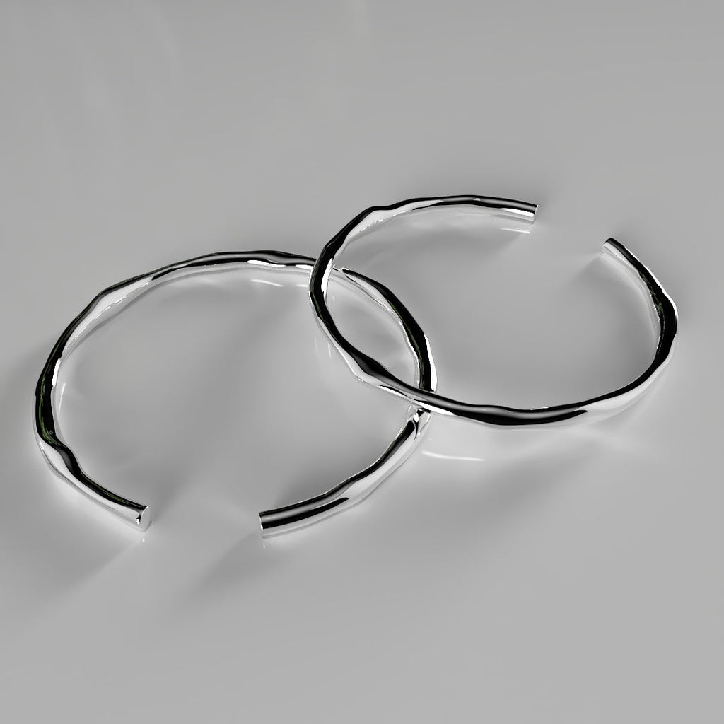 Thick Adjustable Irregular Silver Bracelet-Westeryn