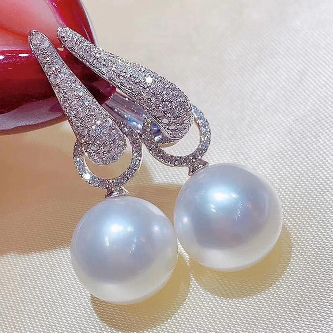 Pearl Earrings with Zircon in Silver-Westeryn