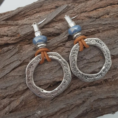 Antique Boho Silver Circle Earrings | White Gold-Westeryn