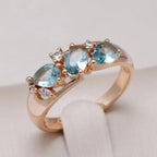 Elegant Blue Vintage Zirconia Ring in Gold-Westeryn