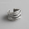 Adjustable Layered Silver Ring-Westeryn