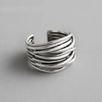 Adjustable Layered Silver Ring-Westeryn