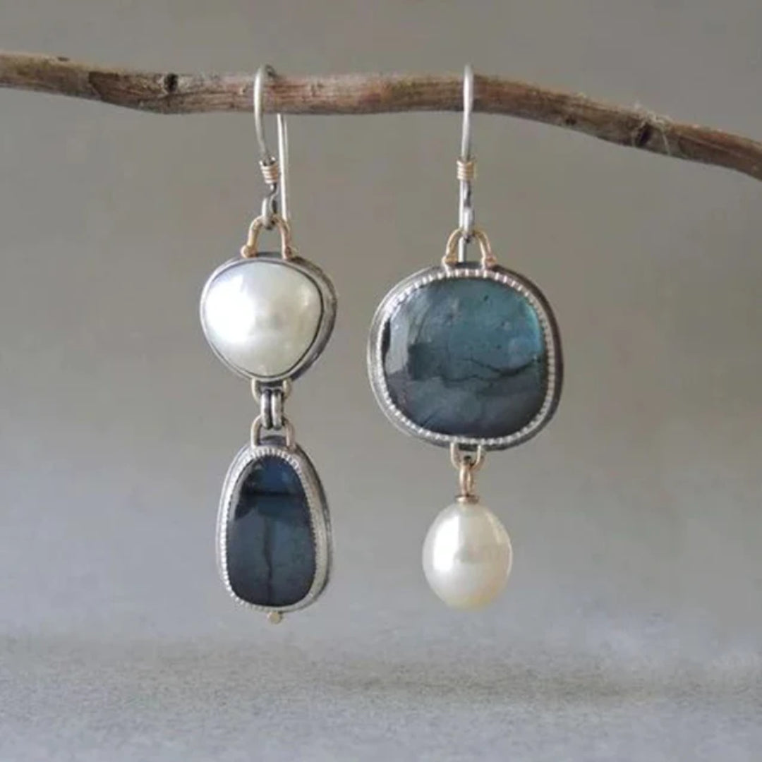 Vintage Blue Stone Earrings-Westeryn