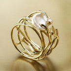 Samira - Thin Golden & Pearl Ring-Westeryn