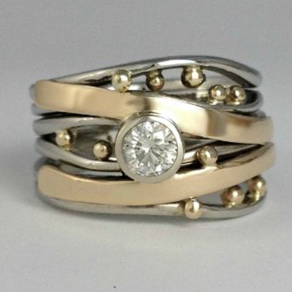 Royal - Vintage Gold Inlaid Zirconia Ring-Westeryn
