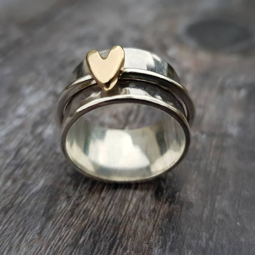 Golden Heart Silver Ring-Westeryn