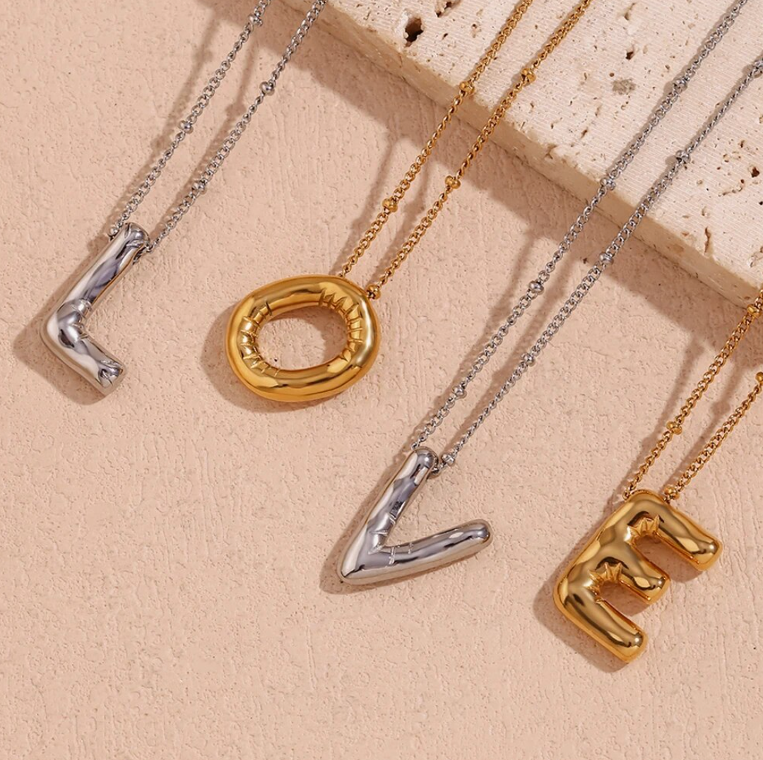 Special Initials Necklace in Silver with Balloon Bubbles