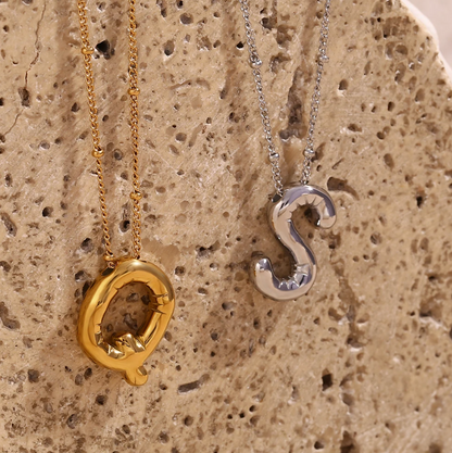 Special Initials Necklace in Silver with Balloon Bubbles