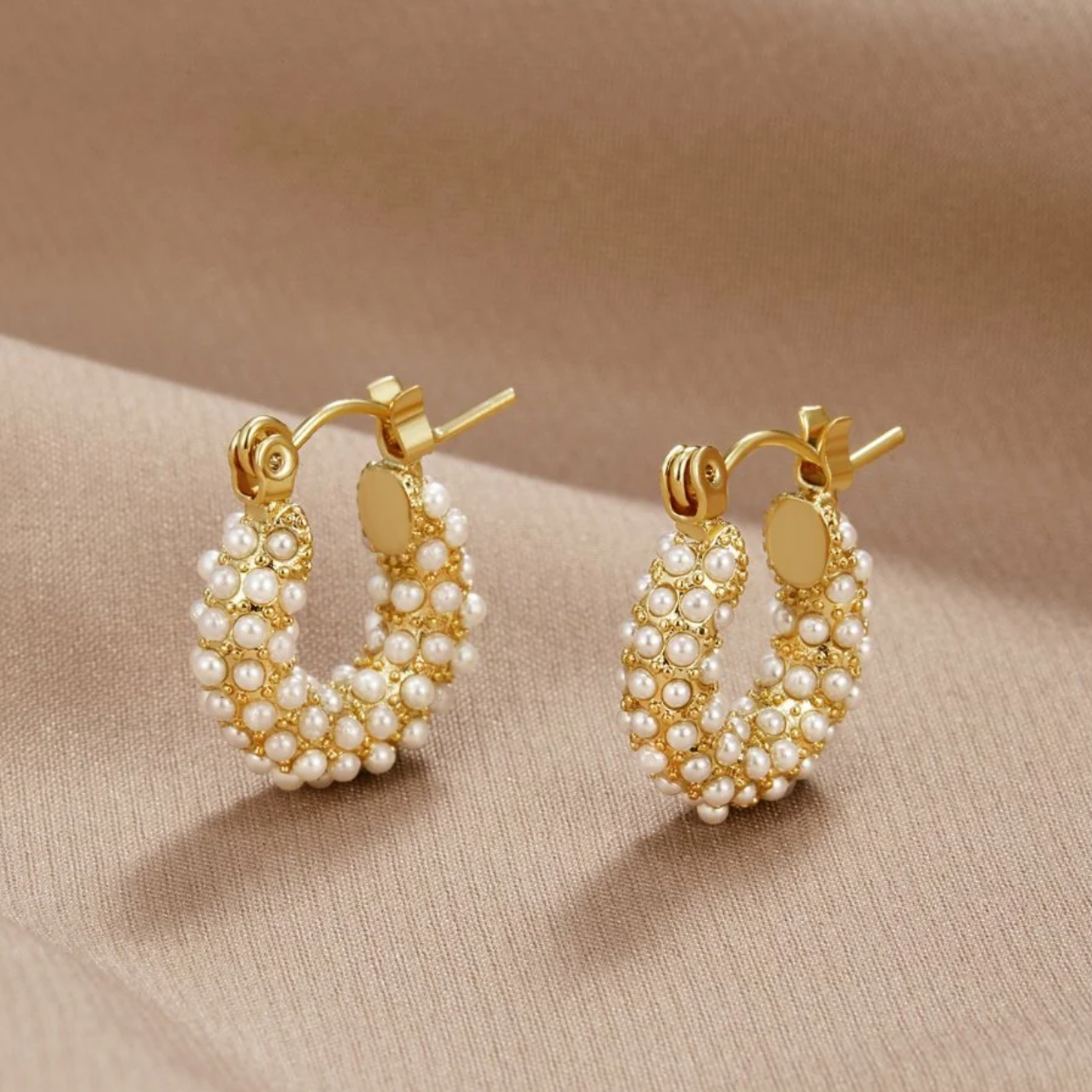 Gold-plated Pearl Earrings-Westeryn