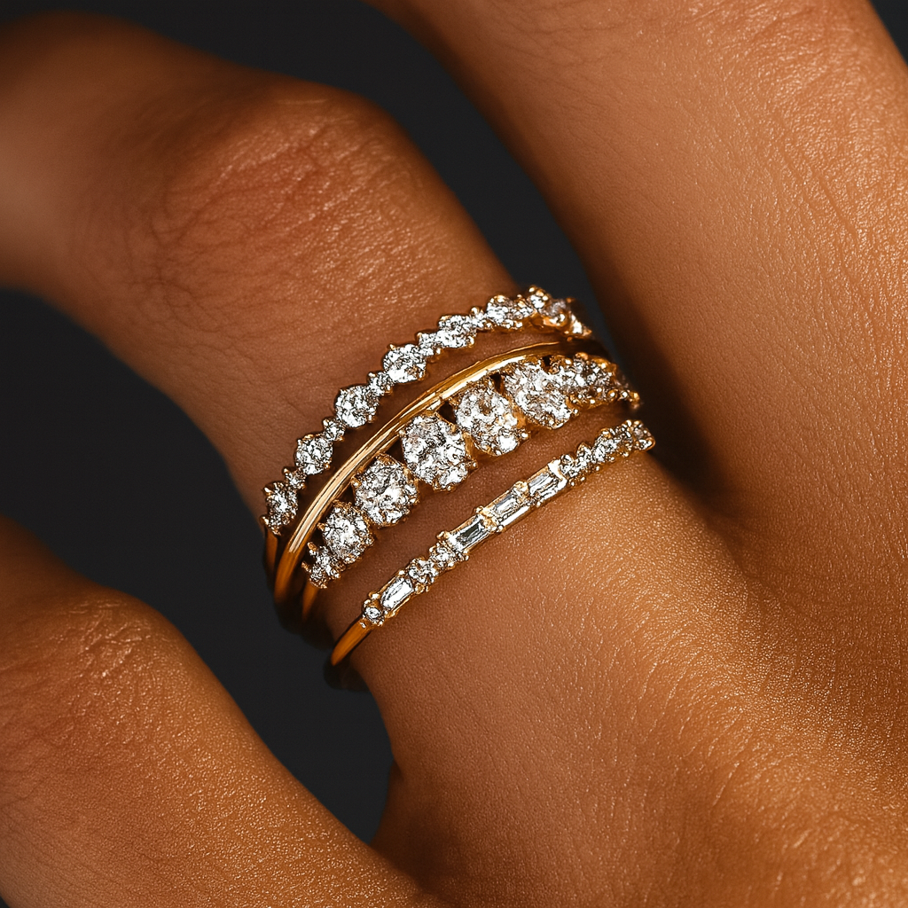 Vintage Golden Zirconia Ring Set-Westeryn