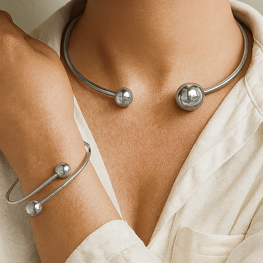 Minimalist Glow Collar & Cuff Bracelet Set | Gold-Westeryn