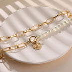 Crossed Heart Pendant with Pearls in Gold-Westeryn
