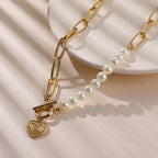 Crossed Heart Pendant with Pearls in Gold-Westeryn
