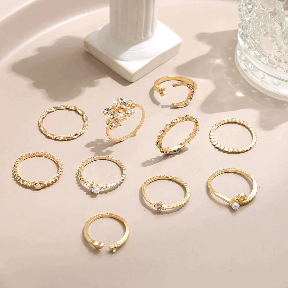 10 Pack of Bohemian Silver & Gold Rings-Westeryn