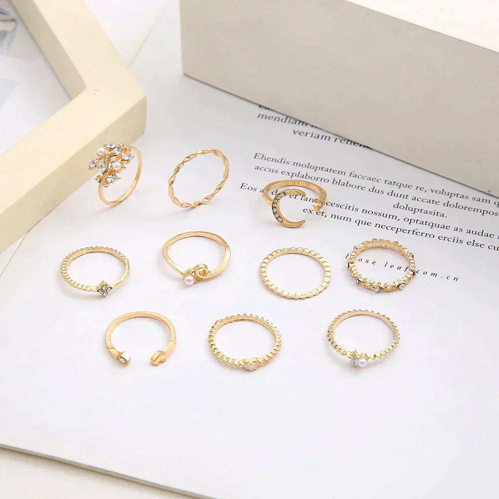 10 Pack of Bohemian Silver & Gold Rings-Westeryn