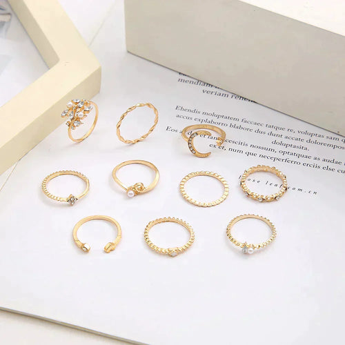 10 Pack of Bohemian Silver & Gold Rings-Westeryn