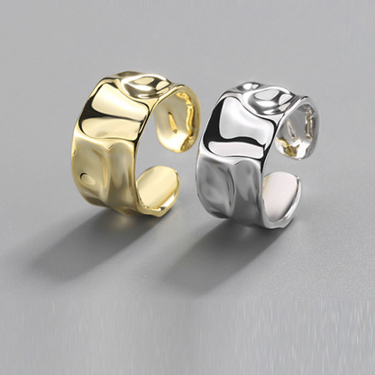 Wide Asymmetrical Ring in Silver