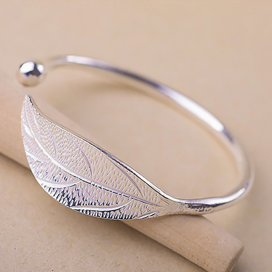 Adjustable Silver Leaf Bracelet