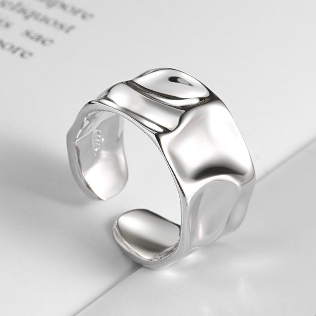 Wide Asymmetrical Ring in Silver