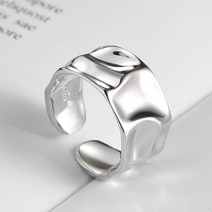 Wide Asymmetrical Ring in Silver