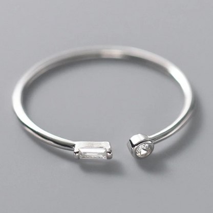 Adjustable Silver Ring with Beautiful Zirconium Stones