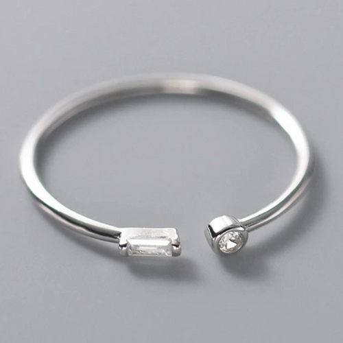 Adjustable Silver Ring with Beautiful Zirconium Stones-Westeryn