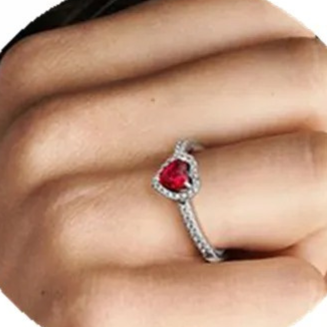 Ruby Effect Heart Ring in Silver-Westeryn