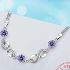Silver Infinity Bracelet with Beautiful Colored Zircon Stones-Westeryn