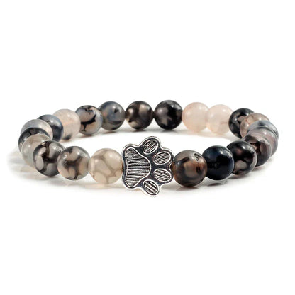 MELIA – Elegant Pearl Bracelet with Charming Paw Pendant Made of Natural Stone