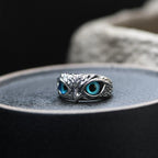 Elegant Adjustable Silver Owl Ring with Opal Lucky Charm – the Mystical Owl of Selene-Westeryn