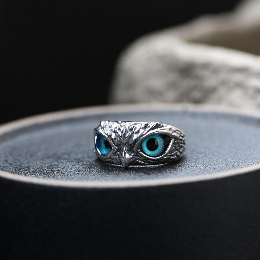 Elegant Adjustable Silver Owl Ring with Opal Lucky Charm – the Mystical Owl of Selene