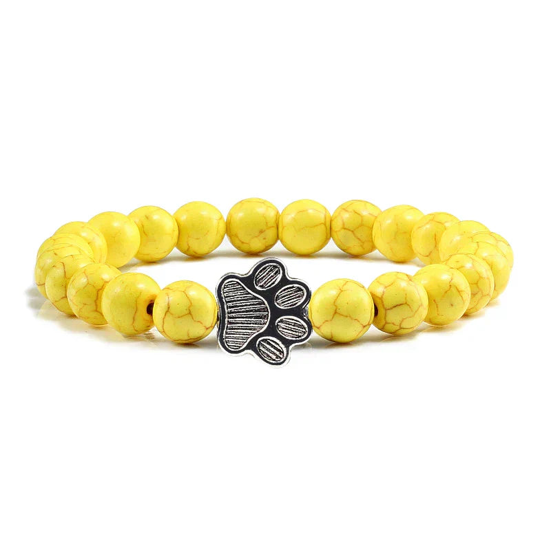 MELIA – Elegant Pearl Bracelet with Charming Paw Pendant Made of Natural Stone