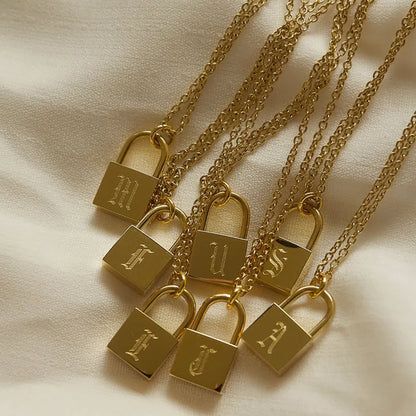 Original Initials Necklace in Silver with Padlock