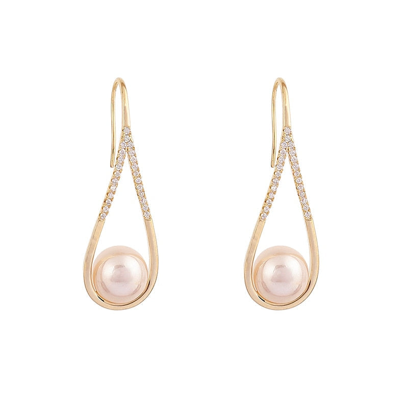 Rose Gold Pearl Earrings-Westeryn